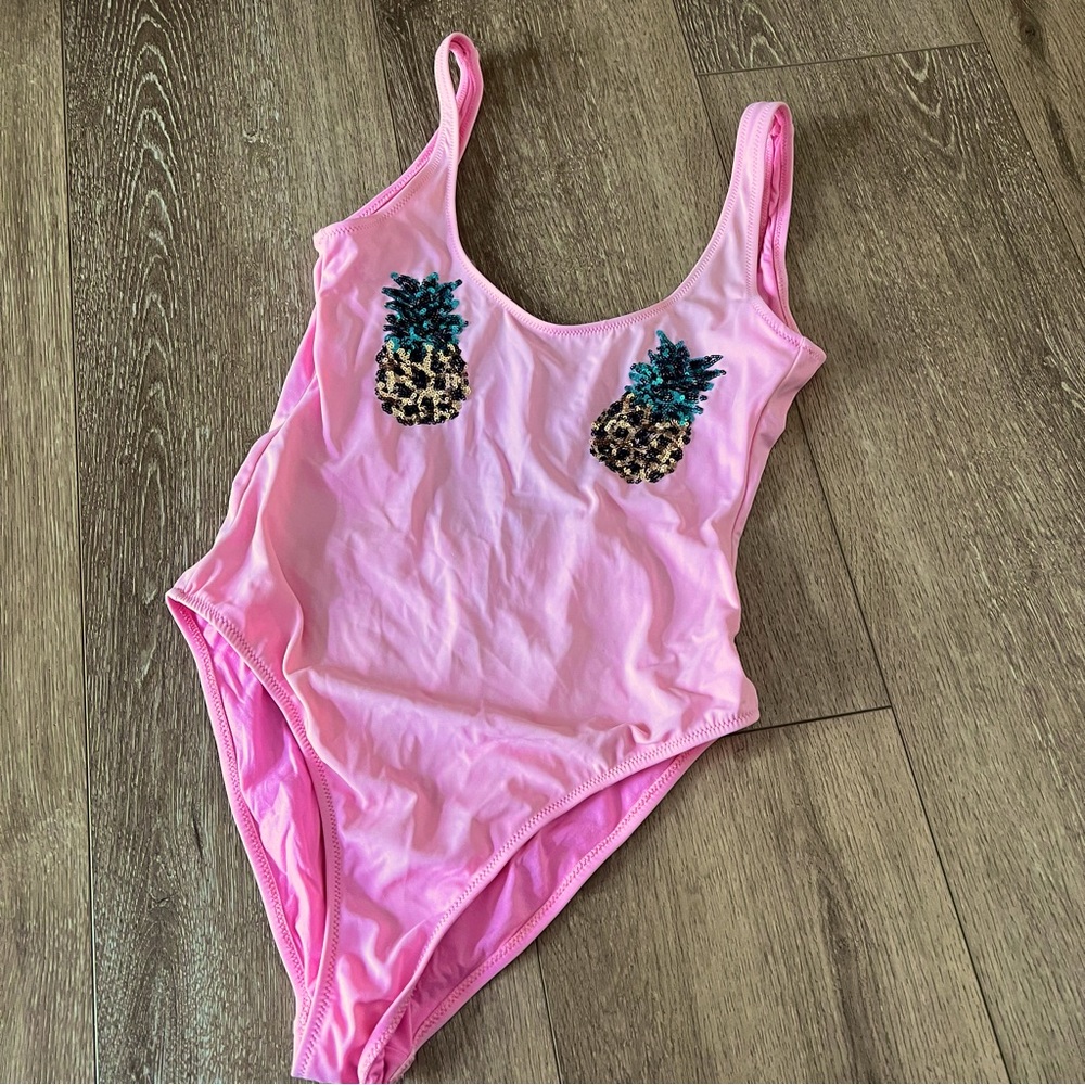 Topshop Pineapples sequin one piece bathing suit or bodysuit